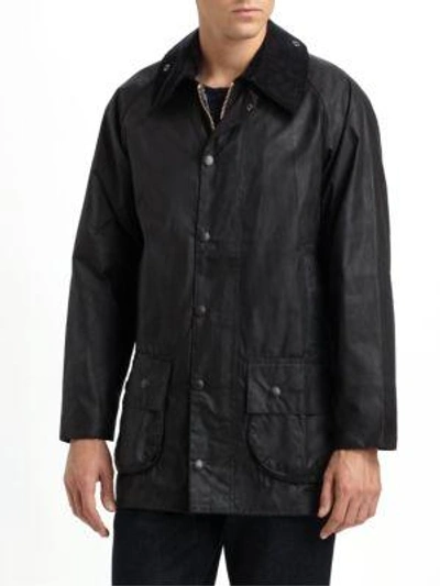 Barbour Men's Beaufort Waxed Cotton Jacket In Black