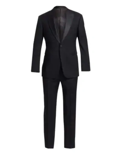 Armani Collezioni Wool Seersucker G Line Suit In Black