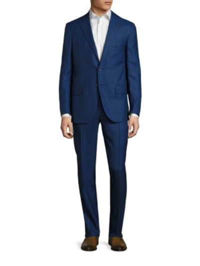Isaia Plaid Aquaspider Super 160s Wool Two-piece Suit, Blue In Bright Blue
