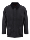 Barbour Wax-coated Zipped-up Jacket In Black