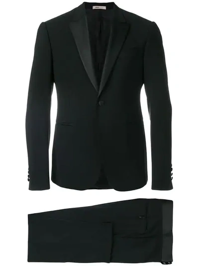 Armani Collezioni G-line Trim Fit Solid Wool Suit In Black