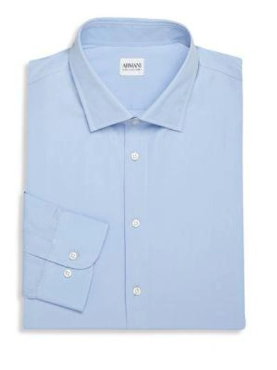 Armani Collezioni Dotted Stripe Classic Fit Dress Shirt In Fancy Blue