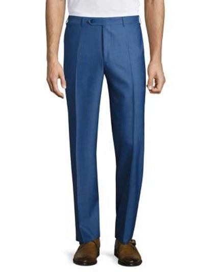 Canali Traveler Wool Pants In Blue