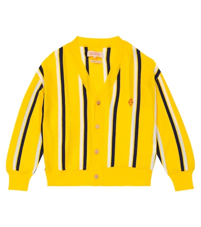 The Animals Observatory Kids' Racoon Striped Cardigan In Yellow