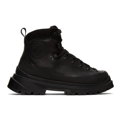 Canada Goose Journey Rubber And Nubuck-trimmed Full-grain Leather Hiking Boots In Black