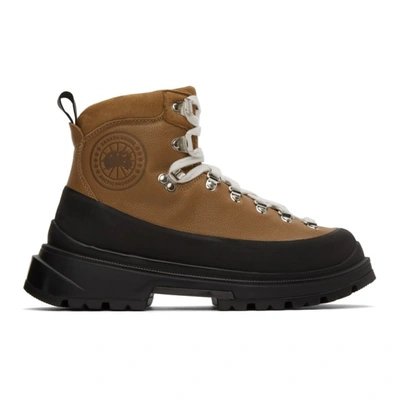 Canada Goose Journey Rubber And Nubuck-trimmed Full-grain Leather Hiking Boots In Brown
