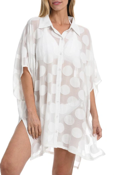 La Blanca Mod For Dot Convertible Cover-up Shirtdress In White