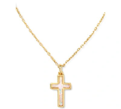 Kendra Scott Cross Pendant Necklace In 14k Gold Pated, 19 In White