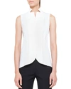 Akris Notched Stand-collar Sleeveless Button-front Blouse In White