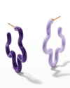 Bea Bongiasca Two-tone Asymmetrical Flower Small Hoop Earrings In Lavender And Purple Enamel In Lavenderpurple