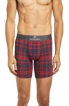 Tommy John Men's Second Skin Moisture-wicking Plaid Boxer Briefs In Bright Red