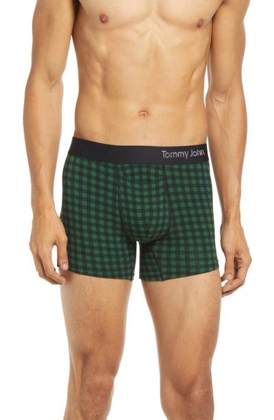 Tommy John Cool Cotton 4-inch Boxer Briefs In Pine Gingham Pine Grove