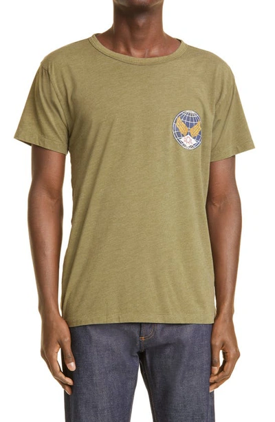 Double Rl Logo Cotton Blend Graphic Tee In Olive