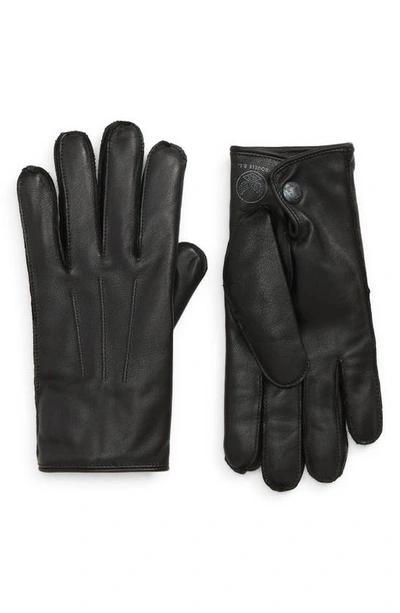 Double Rl Rrl Officer's Leather Gloves In Vintage Black