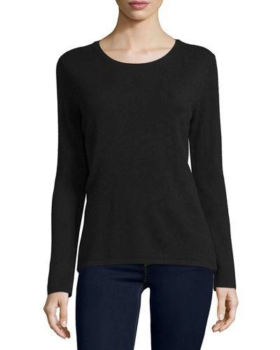 Neiman Marcus Modern Cashmere Crewneck Sweater In Black