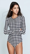 Cover Long Sleeve Rash Guard Swimsuit Houndstooth S
