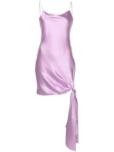 Cinq À Sept Ryder Rhinestone Strap Silk Tie Hem Minidress In Pink