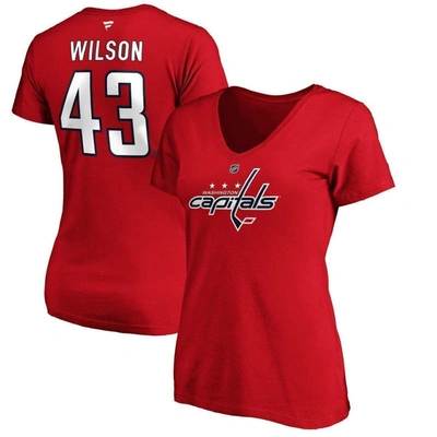 Fanatics Branded Tom Wilson Red Washington Capitals Authentic Stack Name And Number V-neck T-shirt