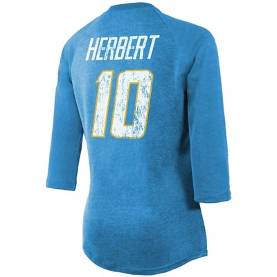 Industry Rag Majestic Threads Justin Herbert Powder Blue Los Angeles Chargers Player Name & Number Tri-blend 3/4-