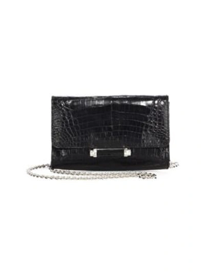 Judith Leiber Sloane Mini Metallic Crocodile Evening Clutch Bag In Black