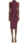 Chiara Boni La Petite Robe Gudrum High Neck Cocktail Dress In Barolo