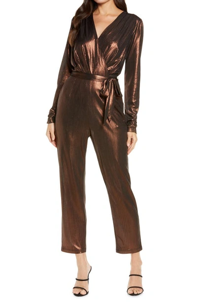 Adelyn Rae Lexi Metallic Jumpsuit In Copper