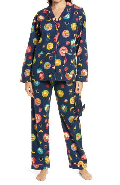 Pj Salvage Flannel Pajamas With Headband In Navy