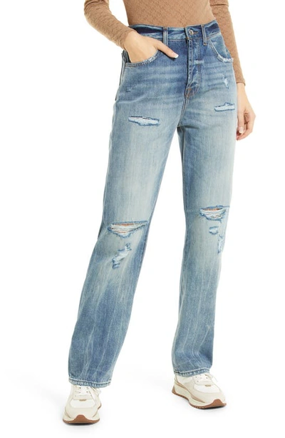 7 For All Mankind Easy Straight-leg Jeans W/ Destroy In Gnd Canyon W Dstr