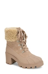 Splendid Women's Faux Shearling Lined Block Heel Cold Weather Booties In Light Sand