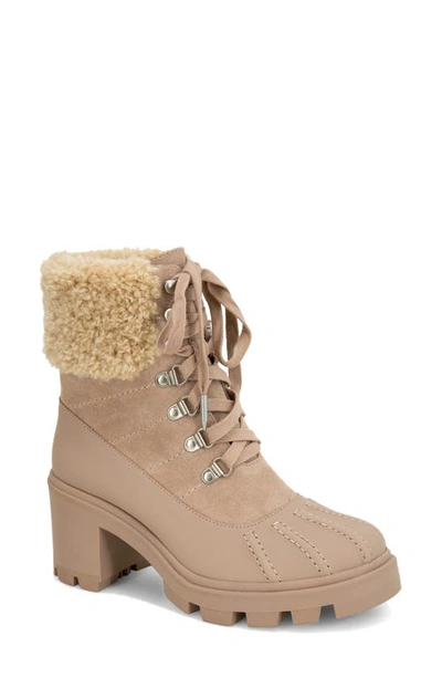 Splendid Women's Faux Shearling Lined Block Heel Cold Weather Booties In Light Sand