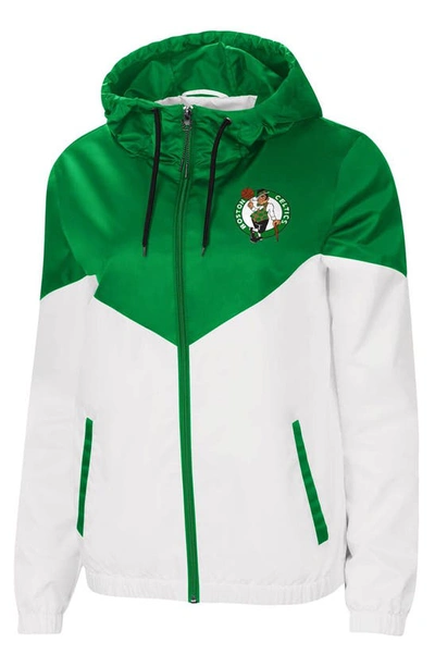 G-iii 4her By Carl Banks Women's Green, White Boston Celtics Shortstop Dewspo Water-repellent Full-zip Jacket In Green/white