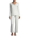 Natori Feathers Long-sleeve Pajama Set In Heather Pebble Stone