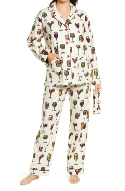 Pj Salvage Flannel Pajamas With Headband In Stone