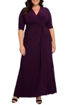 Kiyonna Romanced By Moonlight Glitter A-line Jersey Gown In Plum