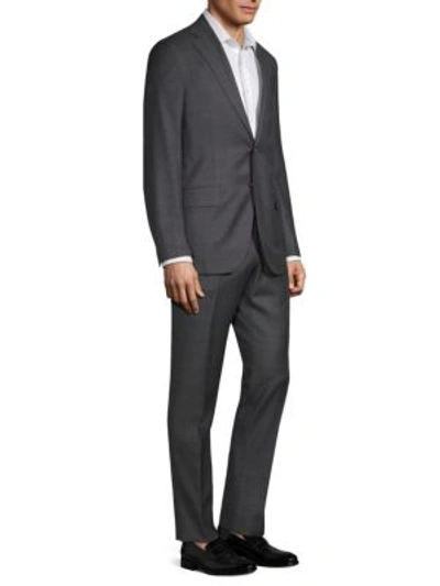 Isaia Windowpane Super 140s Wool Two-piece Suit, Charcoal Gray In Grey