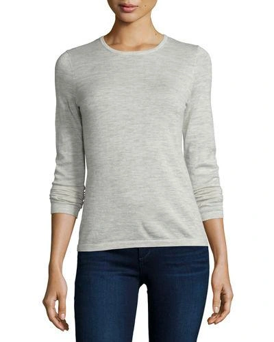 Neiman Marcus Modern Superfine Cashmere Crewneck Sweater In Pearl Grey