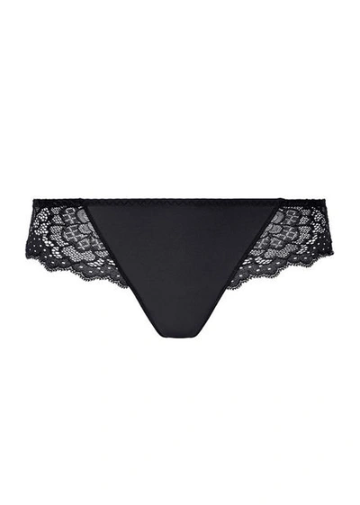 Simone Perele Caresse Lace-side Cheeky Tanga In Black