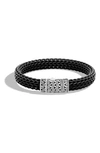 John Hardy Men's Classic Chain Rubber Push-clasp Bracelet In Silver/black
