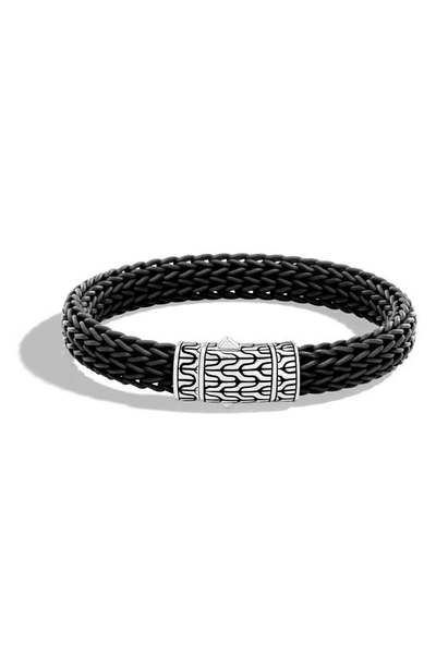John Hardy Men's Classic Chain Rubber Push-clasp Bracelet In Silver/black