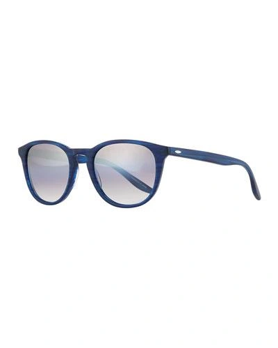 Barton Perreira Men's Plimsoul Round Sunglasses, Cobalt/silver In Blue