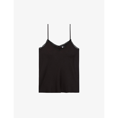 The Kooples Lace Trim Cami Top In Bla01