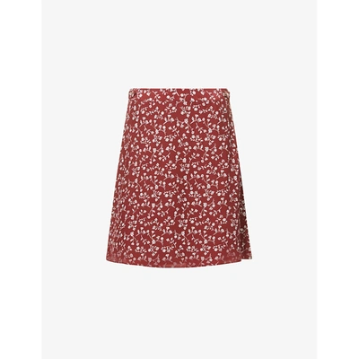 The Kooples Womens Bur01 Floral-print High-rise Crepe Mini Skirt M