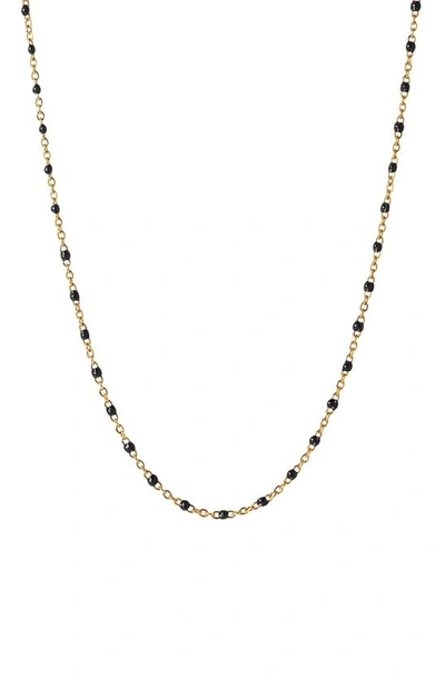 Awe Inspired Beaded Chain Necklace In Black