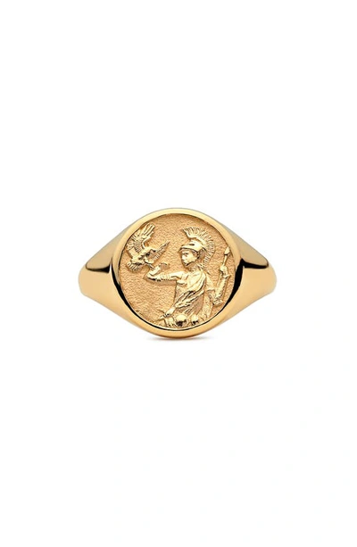 Awe Inspired Solid 14k Yellow Gold Athena Signet Ring