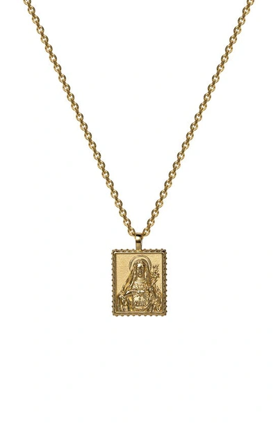 Awe Inspired Solid 14k Yellow Gold Mini Mother Mary Tablet Necklace