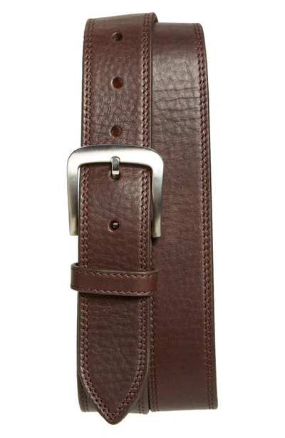Shinola Men's Essex Double Stitch Leather Belt In Deep Brown