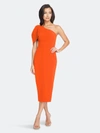 Dress The Population Tiffany One-shoulder Midi Dress In Orange