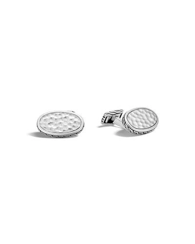 John Hardy Men's Classic Chain Hammered Oval Cuff Links In Silver