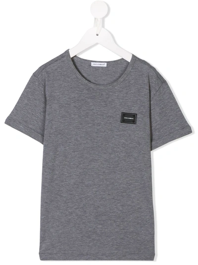 Dolce & Gabbana Kids' Logo Patch T-shirt In Grey