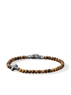 David Yurman Spiritual Beads Cross Bracelet With Tiger's Eye In Sterling Silver In Tigers Eye